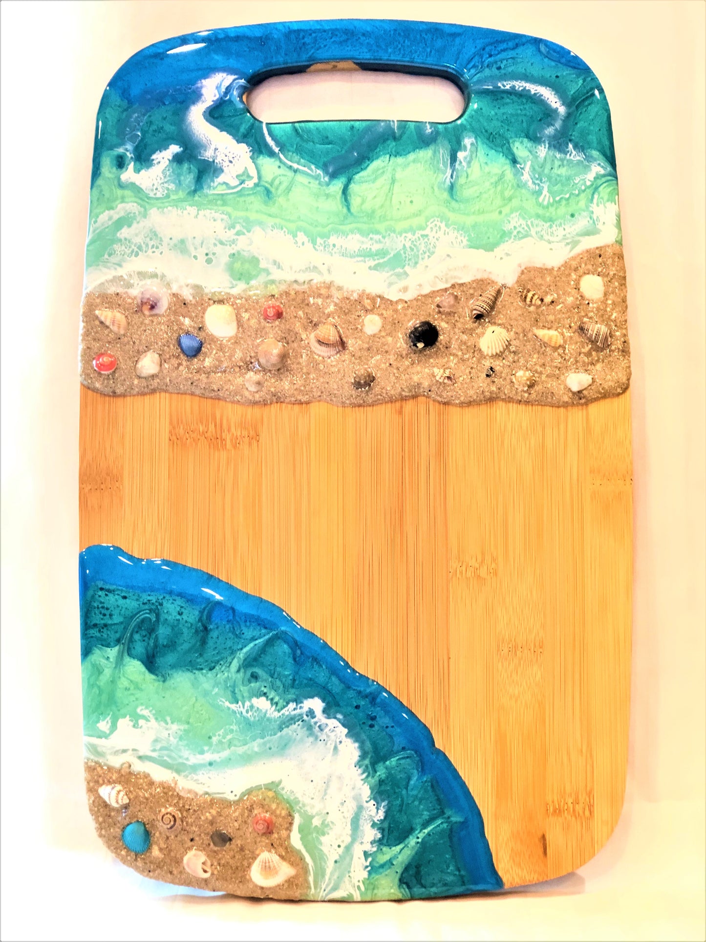 Cutting Board Large - Bamboo with Double Beach Scene