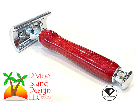 Safety Razor / Chrome - Resin / DiamondCast™ Red Radiance