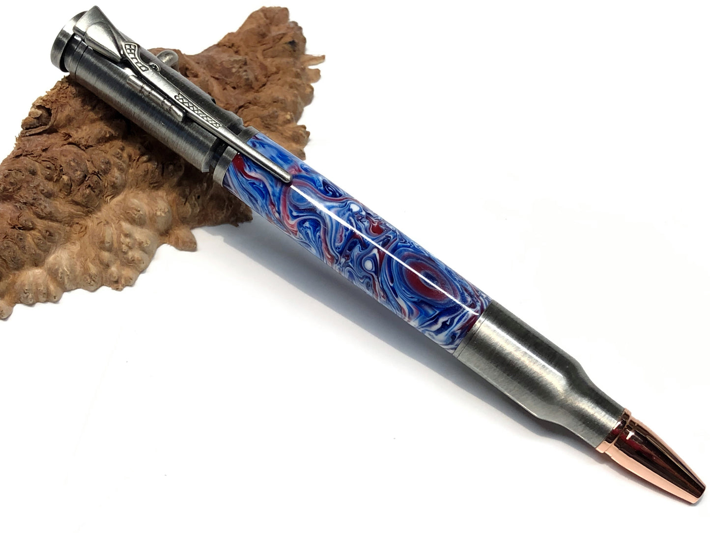 Bolt Action Ballpoint / Antique Pewter - "Independence Day" Custom Resin