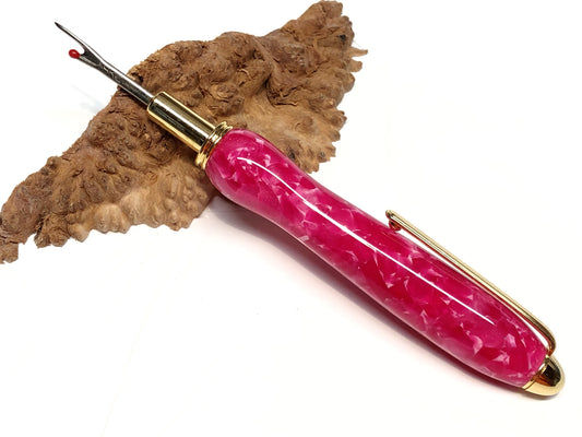 Seam Ripper / Single Blade - Acrylic / Hot Pink Lava