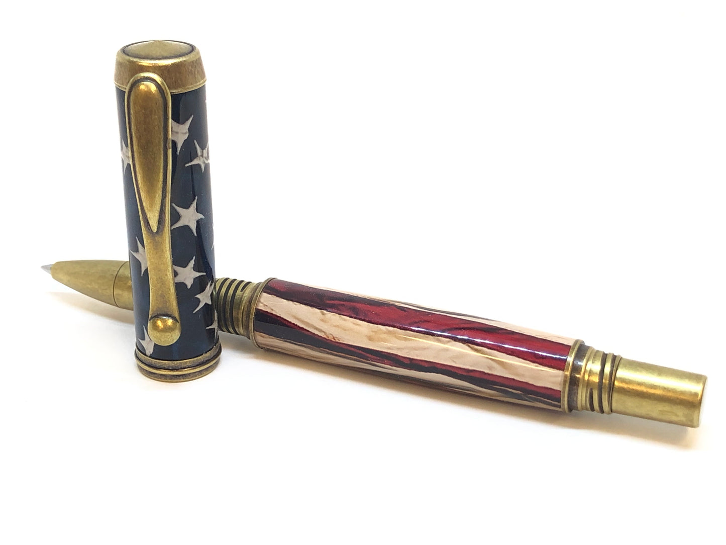 George Rollerball / Antique Brass - Resin / American Flag Clear Cast