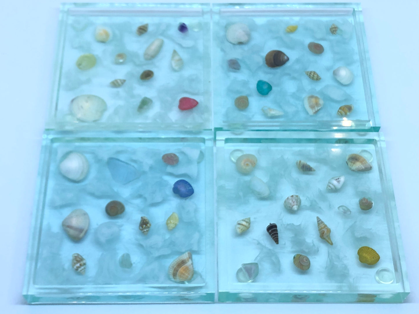 Large Square Coasters with Seashells