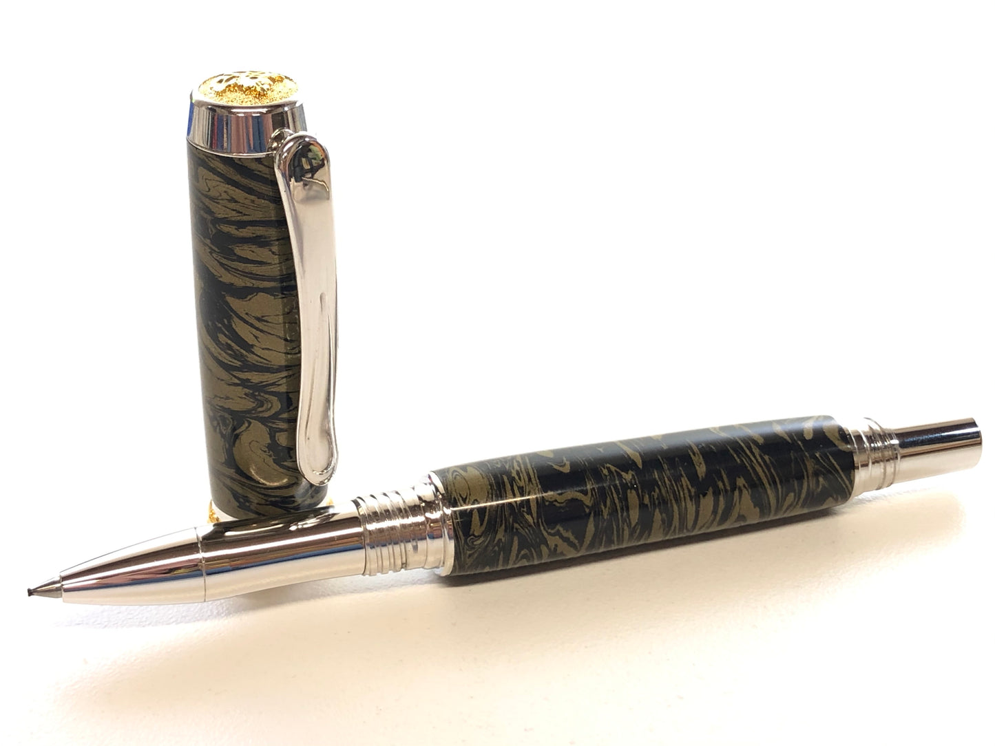 Aaron Rollerball / Rhodium and Gold - Black Gold M3 Metal Composite