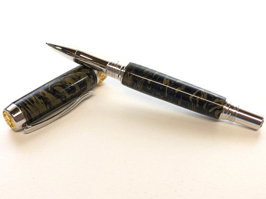 Aaron Rollerball / Rhodium and Gold - Black Gold M3 Metal Composite