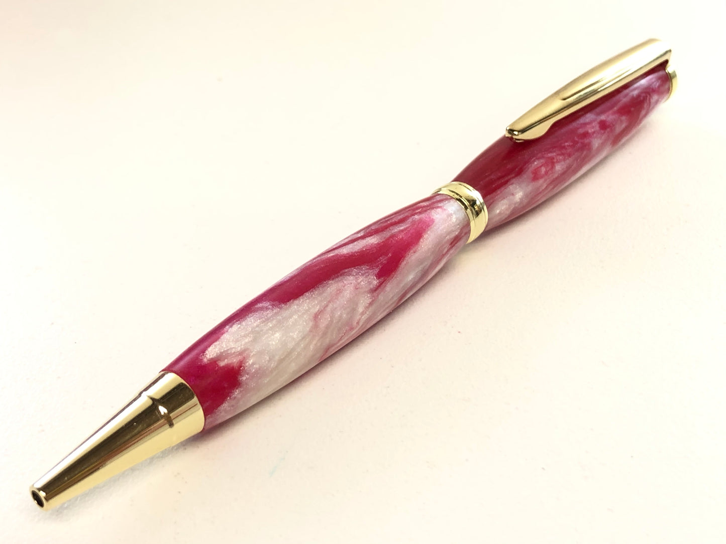 Slim Ballpoint / Gold - Resin / Pink and White