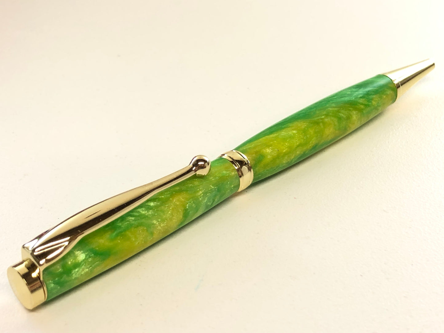Slim Ballpoint / Gold - Resin / Neon Yellow and Lime Green