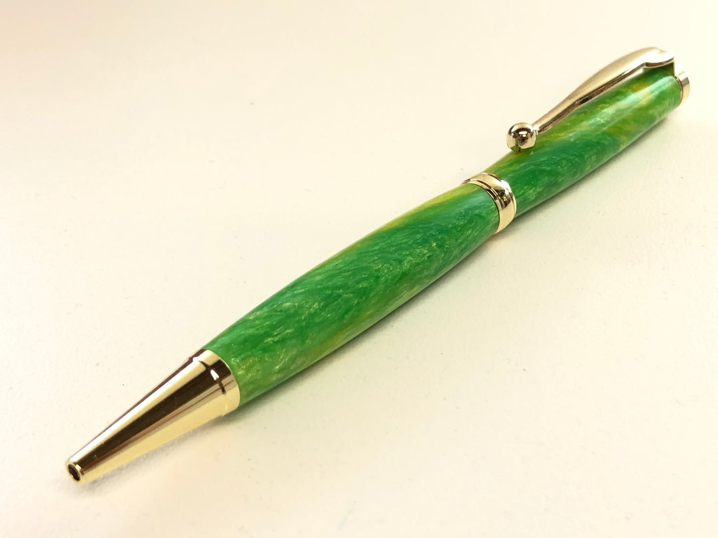 Slim Ballpoint / Gold - Resin / Neon Yellow and Lime Green