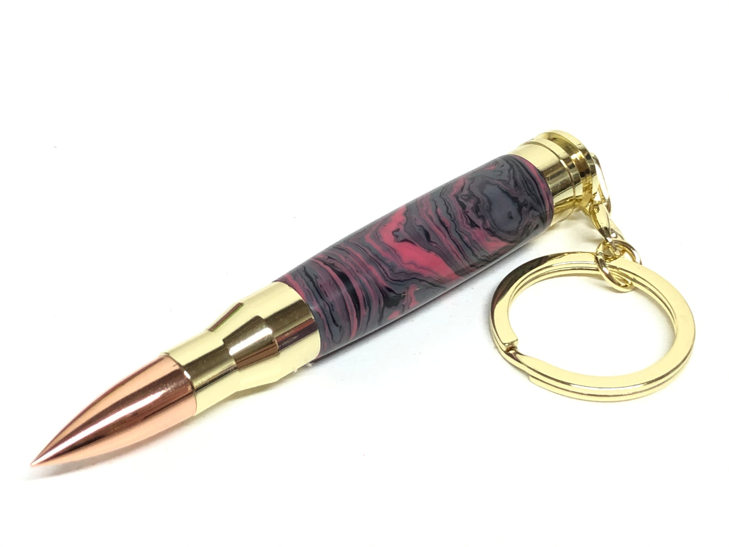 Bullet Key Chain / Gold - Resin / Pretty in Pink