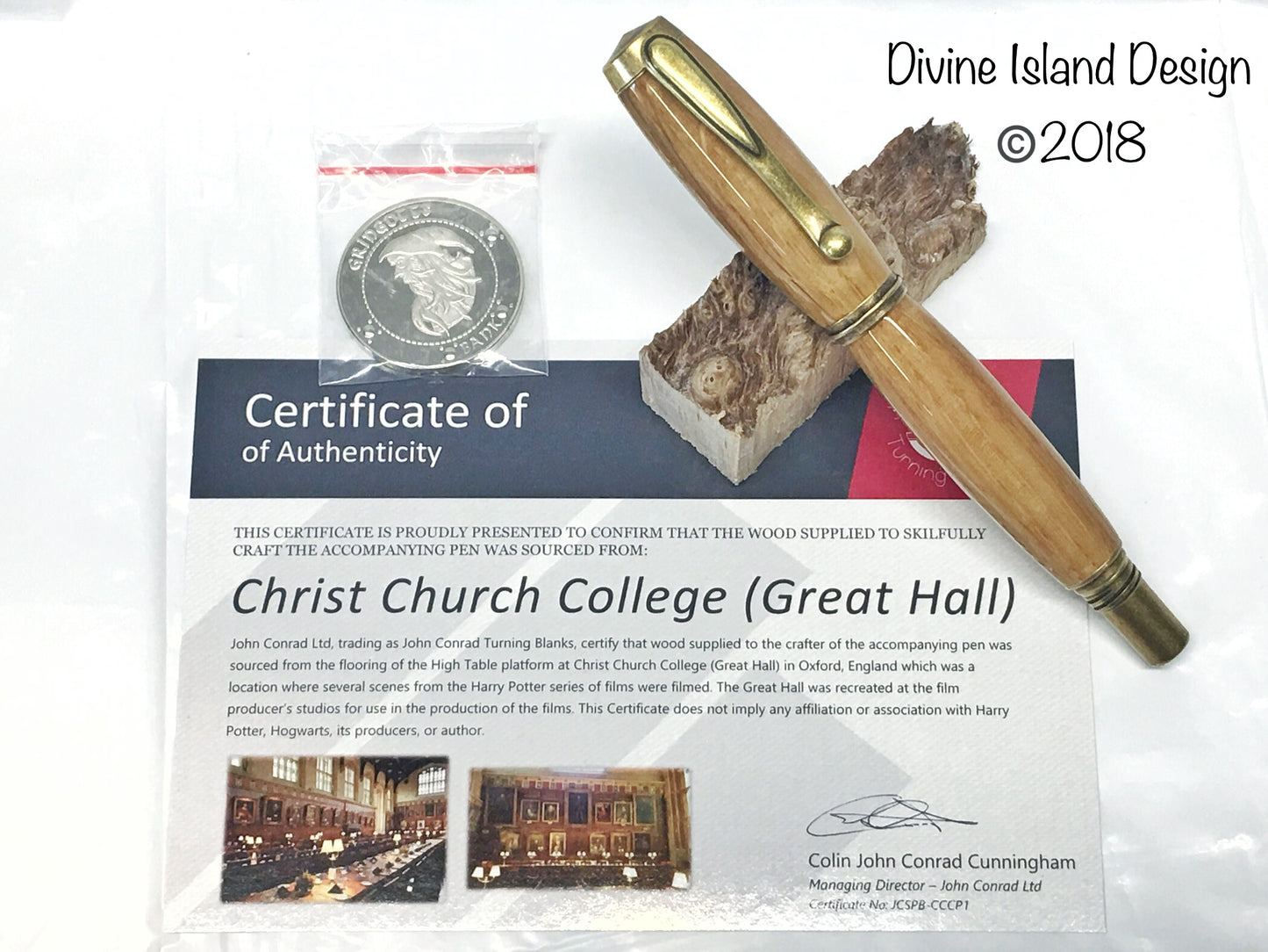 George Rollerball / Antique Brass - Christ Church College/Great Hall Wood w/COA