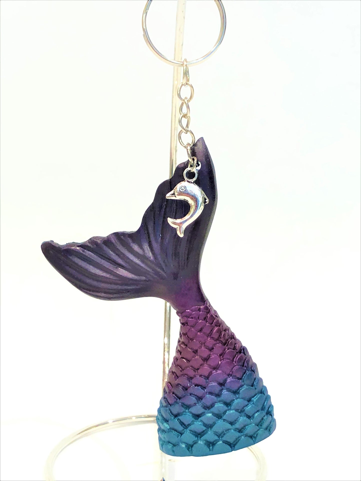 Large Mermaid Tail Key Chain with Charm