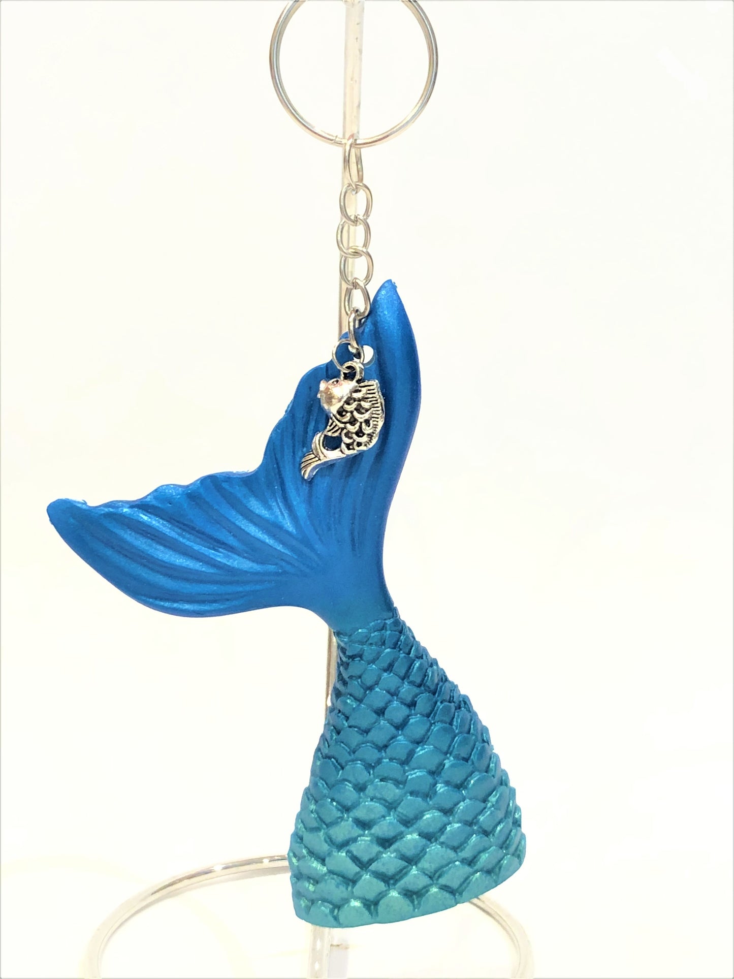 Large Mermaid Tail Key Chain with Charm