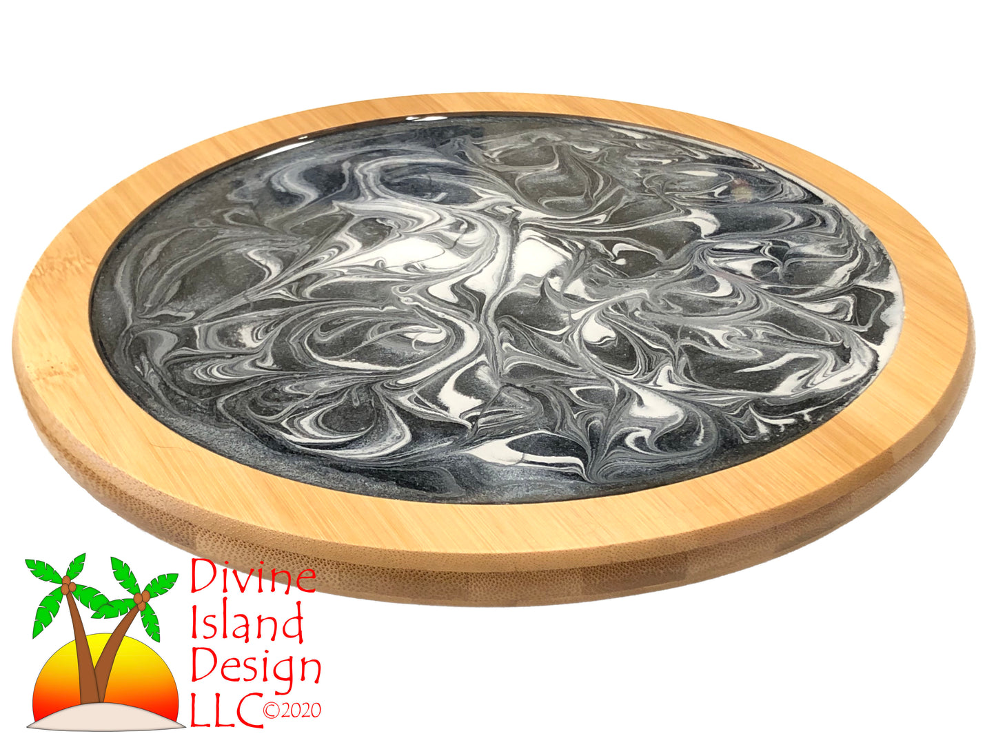Lazy Susan -Grey, Black and White Resin Center