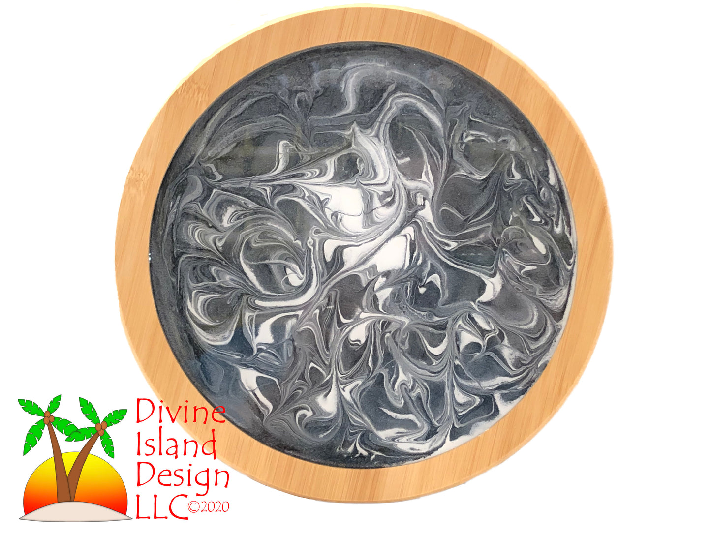 Lazy Susan -Grey, Black and White Resin Center