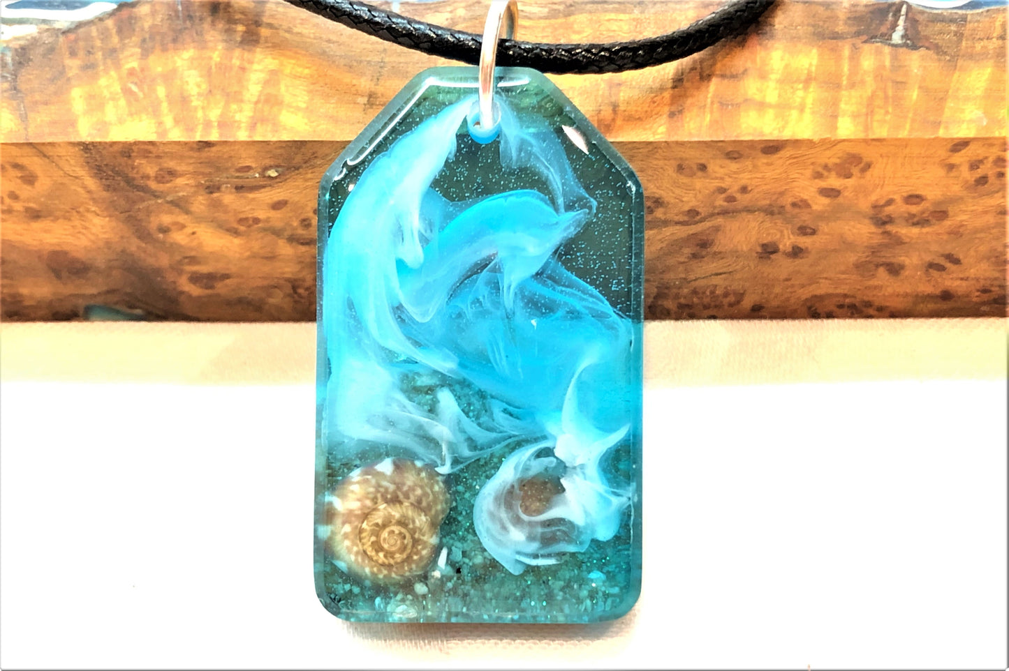 Resin Beach Pendant - Cord Necklace