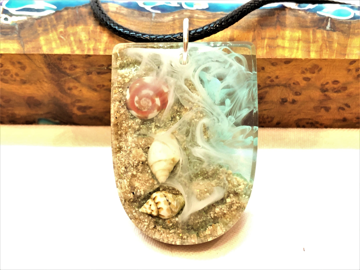 Resin Beach Pendant - Cord Necklace