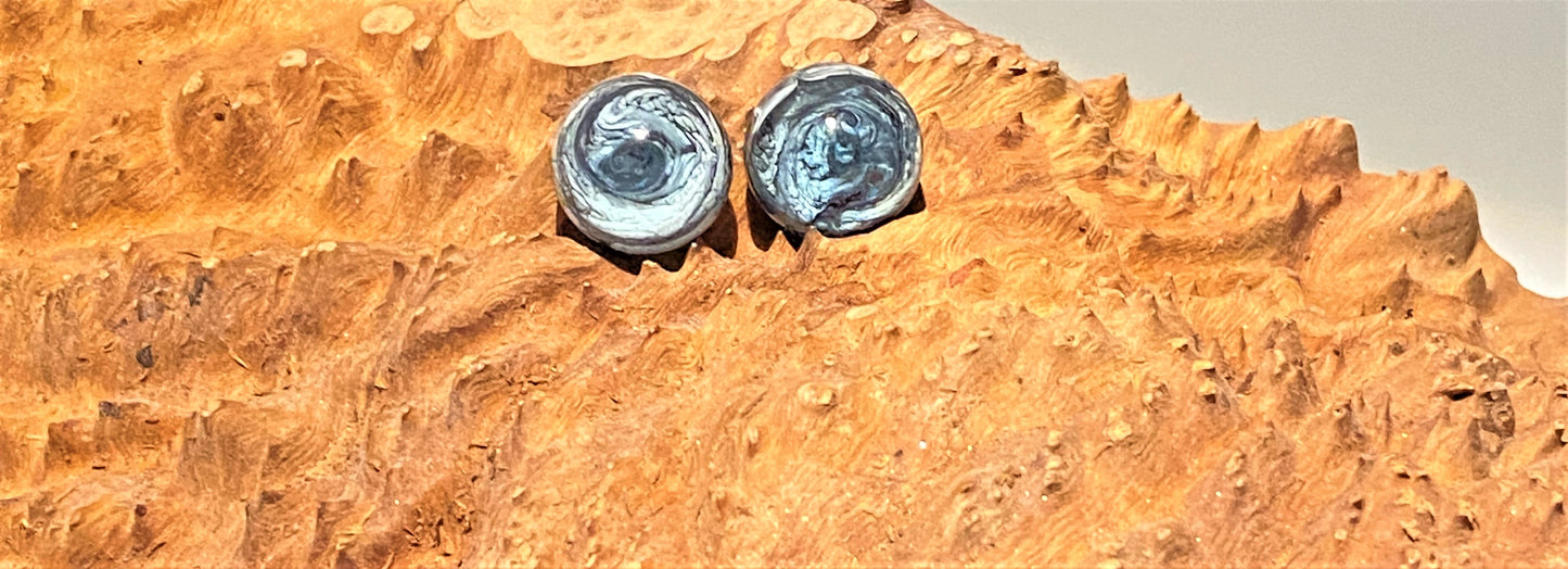 Black and White with Blue Tint Resin Tie Tack Set
