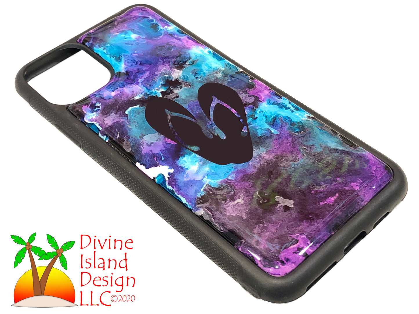 iPhone 11 Pro Max Phone Case - Purple and Blue Resin w/Flip Flops