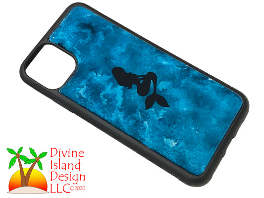 iPhone 11 Pro Max Phone Case - Blue Water Resin w/Mermaid