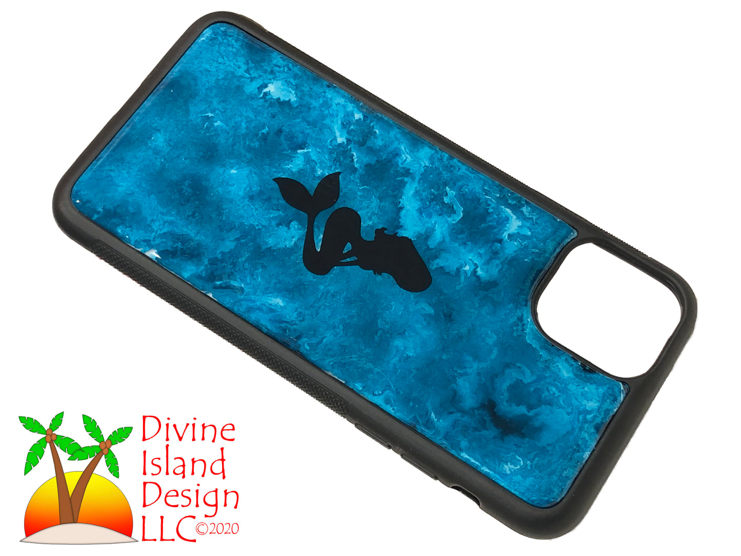 iPhone 11 Pro Max Phone Case - Blue Water Resin w/Mermaid