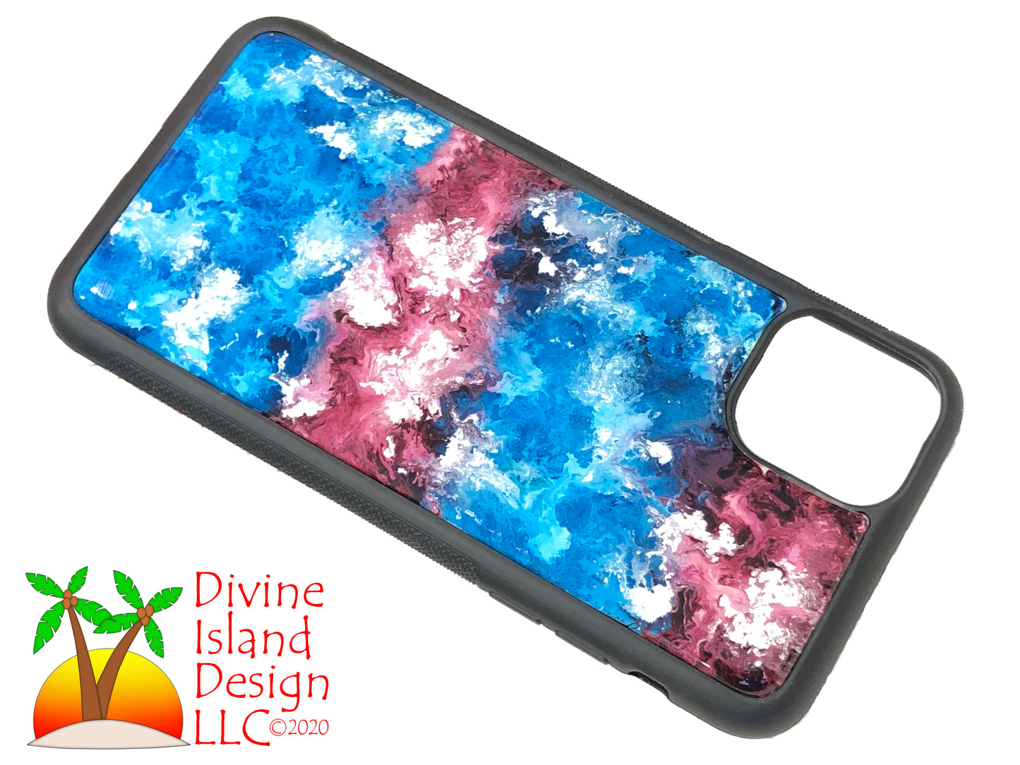 iPhone 11 Pro Max Phone Case - Red, Silver and Blue Resin