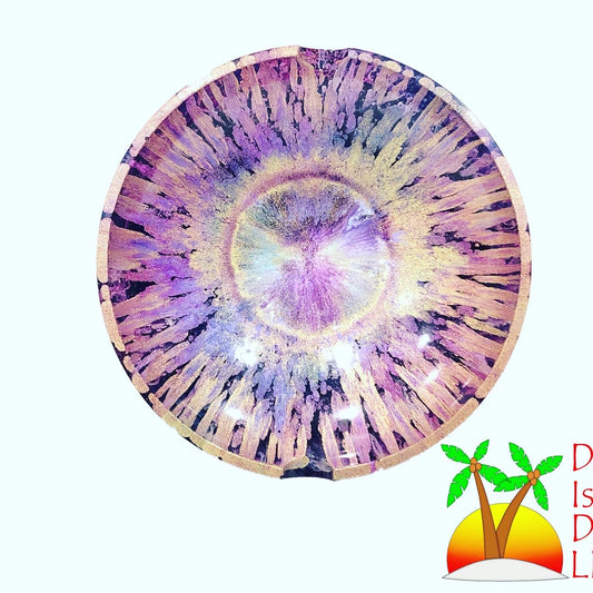 Round Purple Blue and Gold Trinket/Ashtray